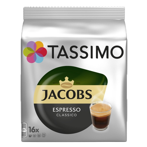 Tassimo Jacobs Espresso Classico Kaffee Kapsel Gemahlen Röstkaffee 5x16 T-discs