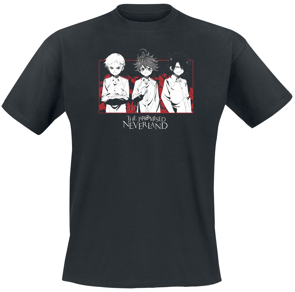 the promised neverland - anime t-shirt - emma, norman - s bis xl - fÃ¼r mÃ¤nner - grÃ¶ÃŸe l - - lizenzierter fanartikel schwarz uomo