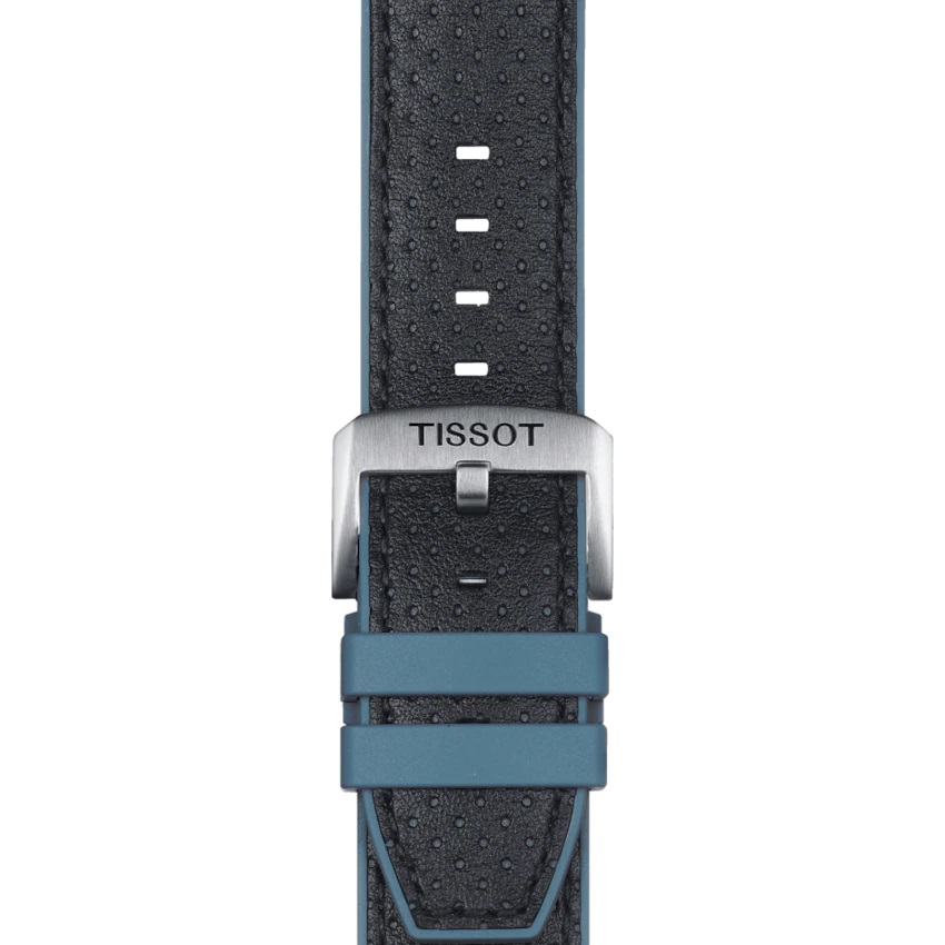 tissot t852.046.785 uhrenarmband 22 mm leder/kautschuk schwarz-blau