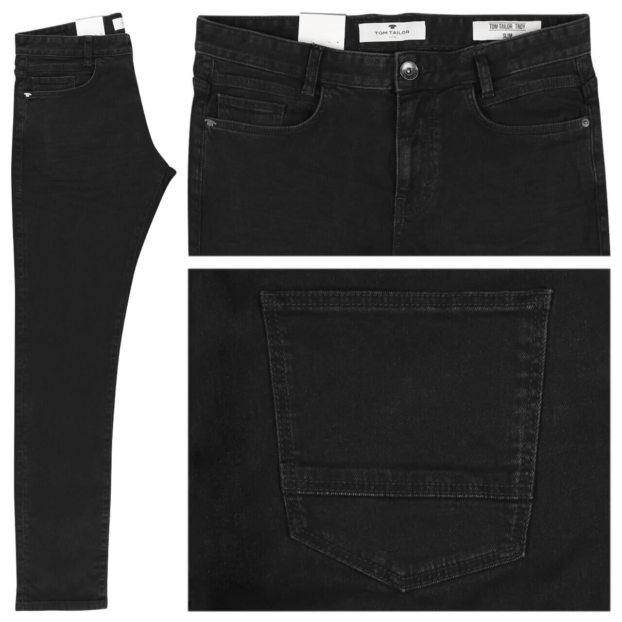tom tailor troy jeans black denim 33/36 schwarz uomo
