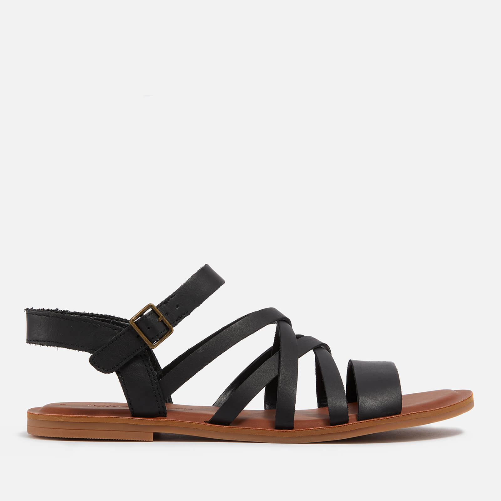 toms womens sephina leather sandals - uk 3 schwarz