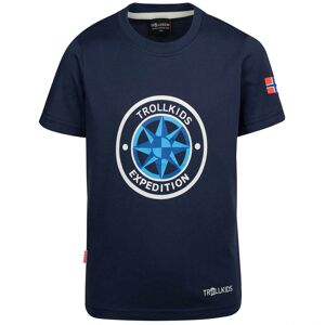 Trollkids - T-shirt Windrose Quick-dry In Navy/cloudy Grey, Gr.104
