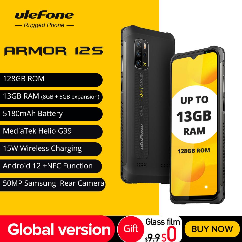 ulefone armor 12s robustes smartphone helio g99 4g-handys android 12 nfc 50mp 5180mah 8gb+128gb wasserdichte globale version schwarz