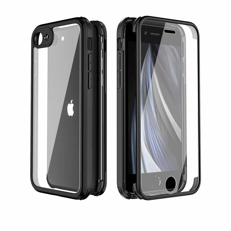 valenta tempered glass full cover bumper case apple iphone 7/8/se (2020/2022) schwarz, schwarz