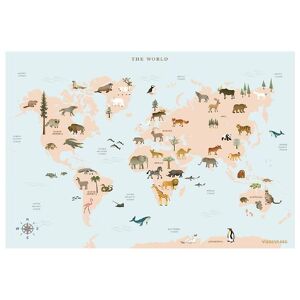 Vissevasse Poster - 30x40 - Tier Der World Map - Vissevasse - One Size - Poster