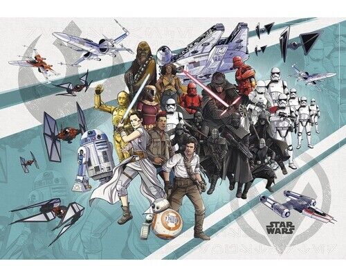 Wandbild 400 X 280cm Kinder Schlafzimmer Star Wars Tapete Cartoon Collage