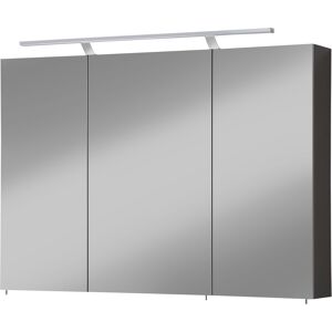 welltime spiegelschrank torino breite 100 cm, 3-tÃ¼rig, led-beleuchtung, schalter-/steckdosenbox grau