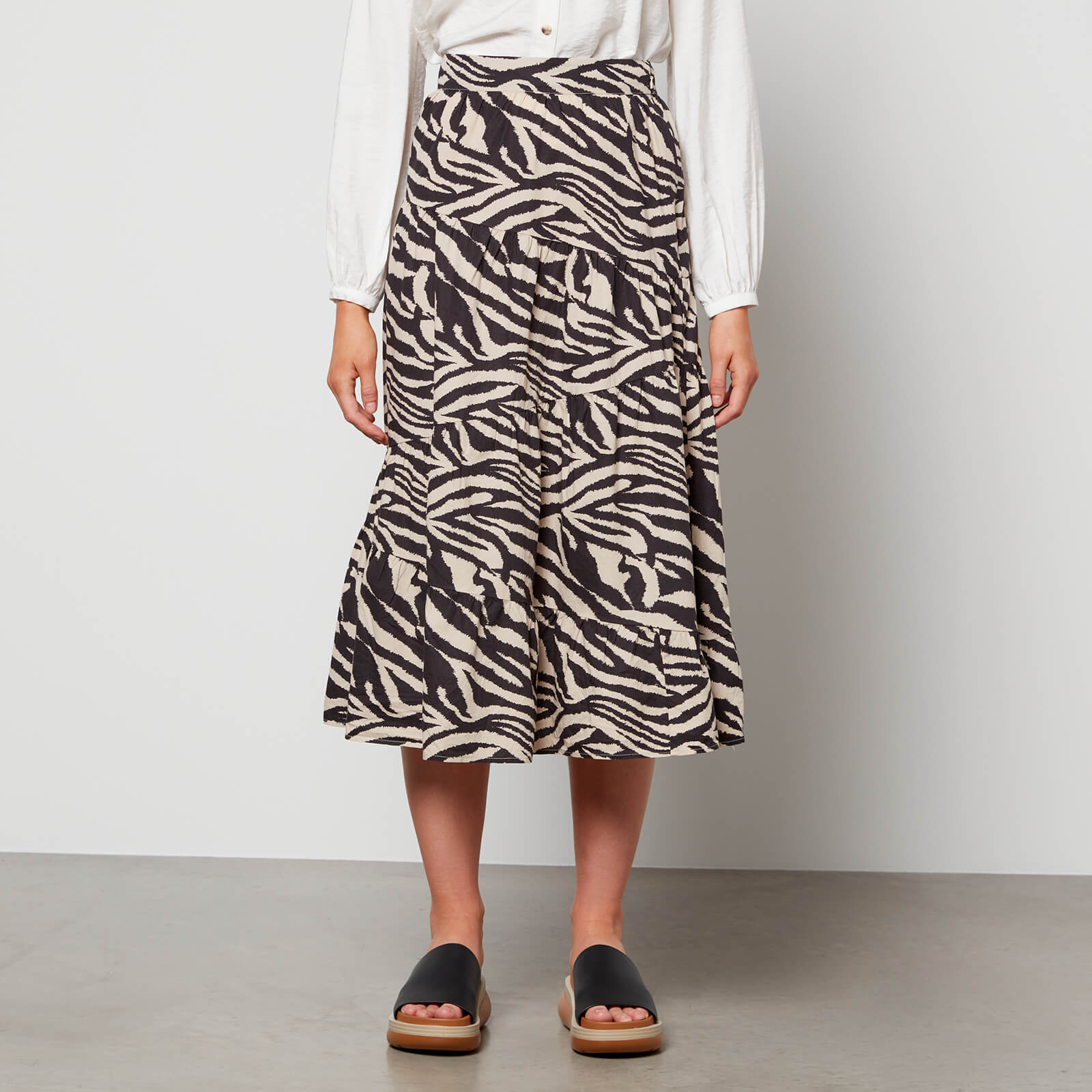 whistles womens zebra print tiered skirt - black/multi - uk 6 mehrfarbig